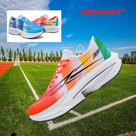 IRUNSVAN Co-Branded Fast Burning 1.0 Carbon Plate Running Shoes for Men's Marathon Training Shock-Absorbing and Breathable