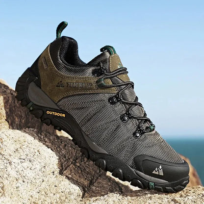 HIKEUP Pantofi de drumeție pentru bărbați, pentru patru sezoane, sport outdoor, piele naturală, rezistenți la uzură, pantofi de escaladă cu talpă din cauciuc, sneakeri de trekking