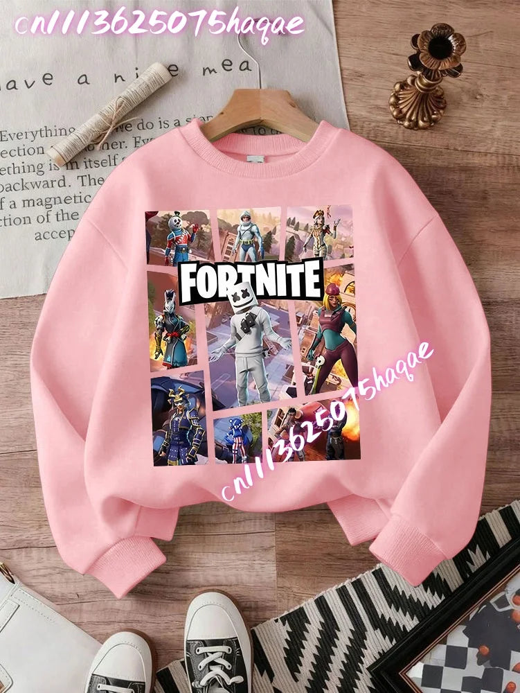 FORTNITED Children Long-sleeved Girls Streetwear Boys Baby Sweatshirt Pullover Sweatshirt Anime Fashion Kid Clothing Tops Gift