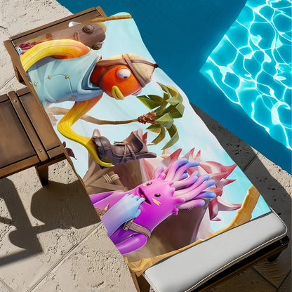 Hauska F-Fortnite-pelitaidepyyhe, pehmeä rantapyyhe, uintiretki, uima-allas, kylpypyyhe, kuntosali, spa, sisustus, lahja, loma