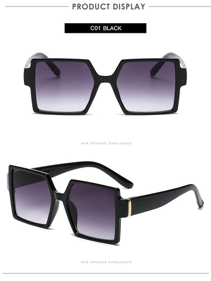 Cycling 1/2pcs Female Square Large Frame Sunglasses Women Retro Brand Big Frame Sun Glasses Black Fashion Gradient Eyeglasses