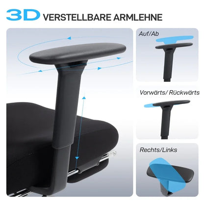 Ergonomic Office Chair with Wheels, Mesh, Lumbar Support, Armrests & Adjustable Headrest