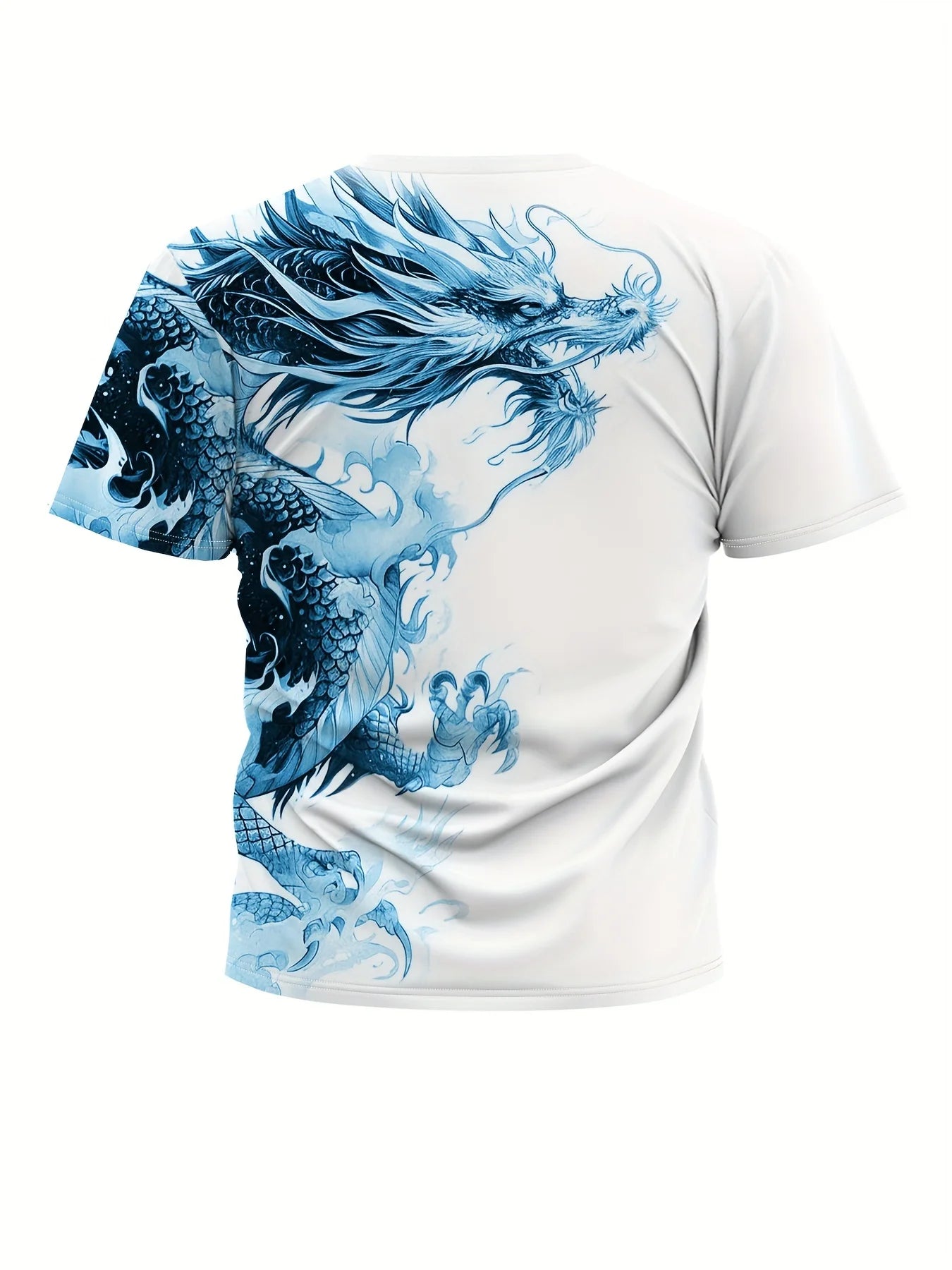 T-shirt da uomo con stampa drago, tessuto casual traspirante, maglietta grafica street style, moda outdoor, camicia a maniche corte da uomo