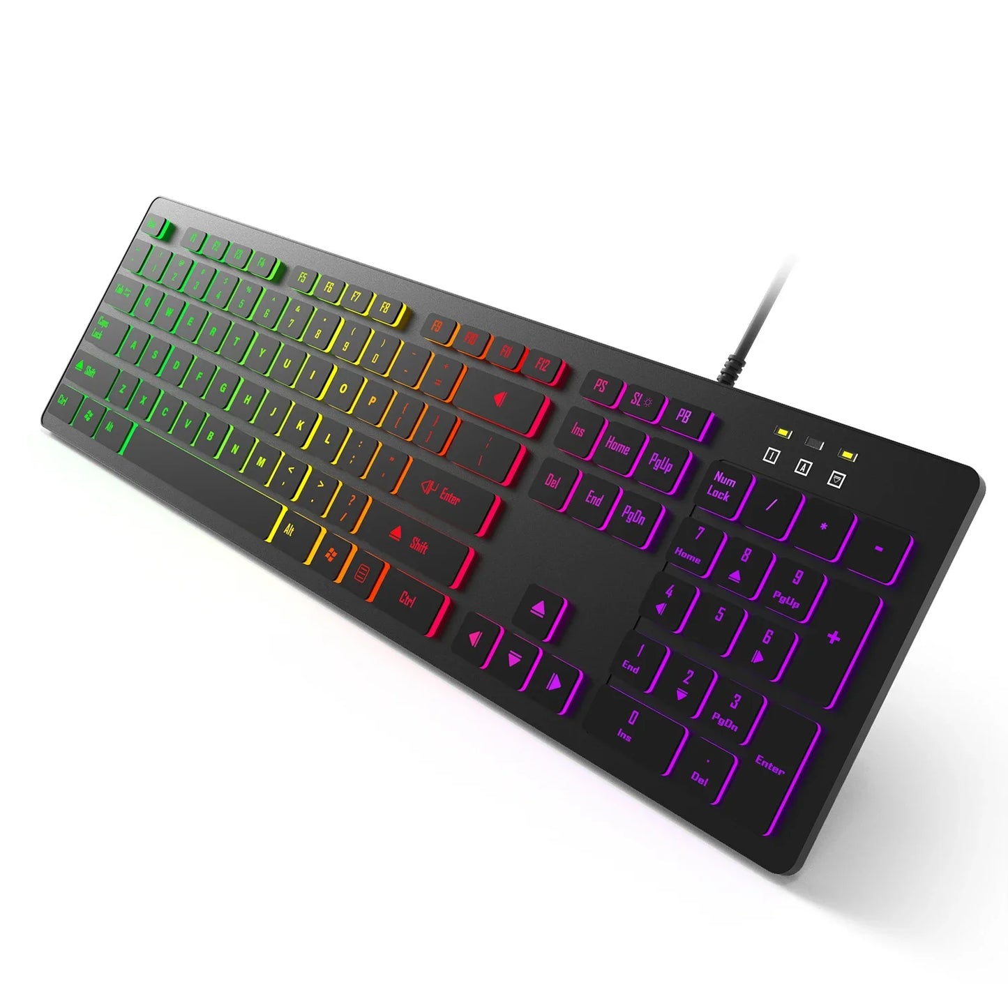 Computer Gaming Keyboard Light Backlit RGB Mute Wired Keyboard USB Office Home Russian French Spanish German Arabic English