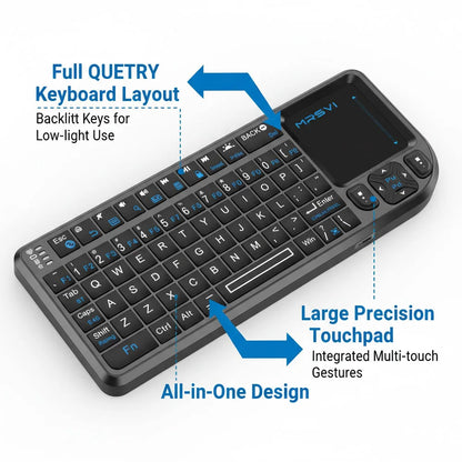 Teclado Bluetooth Mini MRSVI A8 PLUS, teclado sem fios 2.4GHz retroiluminado com touchpad para Android TV Box, Mac, portátil, Windows