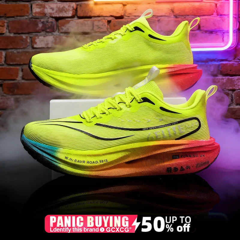Men’s Running Shoes with Carbon Board, Specialty Marathon Sports, Breathable, Lightweight, Comfortable Women’s Athletic Non-Skid Sneakers