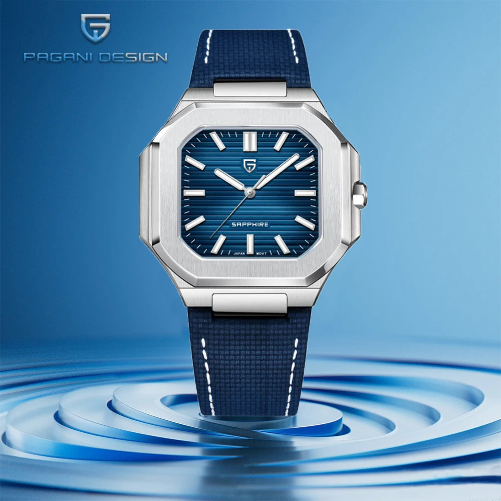 2026 New PAGANI DESIGN Square Quartz Luxury Watch for Men AR Sapphire Mirror Japan Movt Man Watch Luminous 316L All Steel Watch