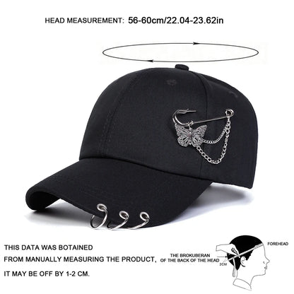 Unisex Butterfly Iron Ring Baseball Caps Spring Autumn Outdoor Adjustable Casual Hats Sunscreen Hat Sports Cap