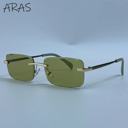 Rimless Rectangle Sunglasses Women 2026 Luxury Designer Fashion Retro Metal Sun Glasses Trendy Y2K Shades Small Frame Eyewear