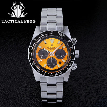 Tactical Frog Men's Business Diving Watch VS75B Quartz Chronograph 316L Steel Sapphire 200M Waterproof C3 Luminous Men's Watch