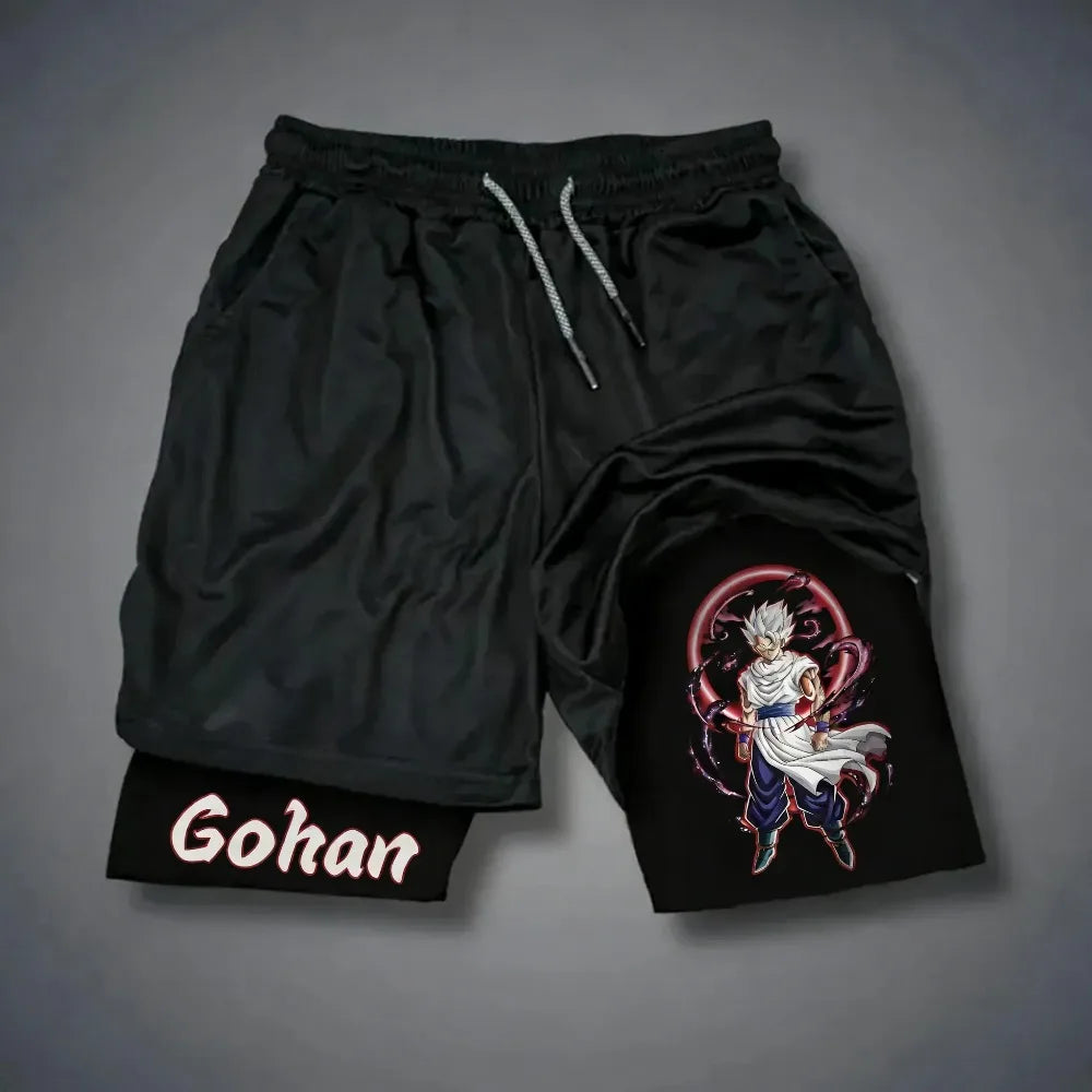 Produit gaming premium Fraquane Dragon Ball Goku Unisex Harajuku Anime Printed 2026 Summer New Product Loose Sports Breathable Quick Drying Double Layer Shorts, Gohan