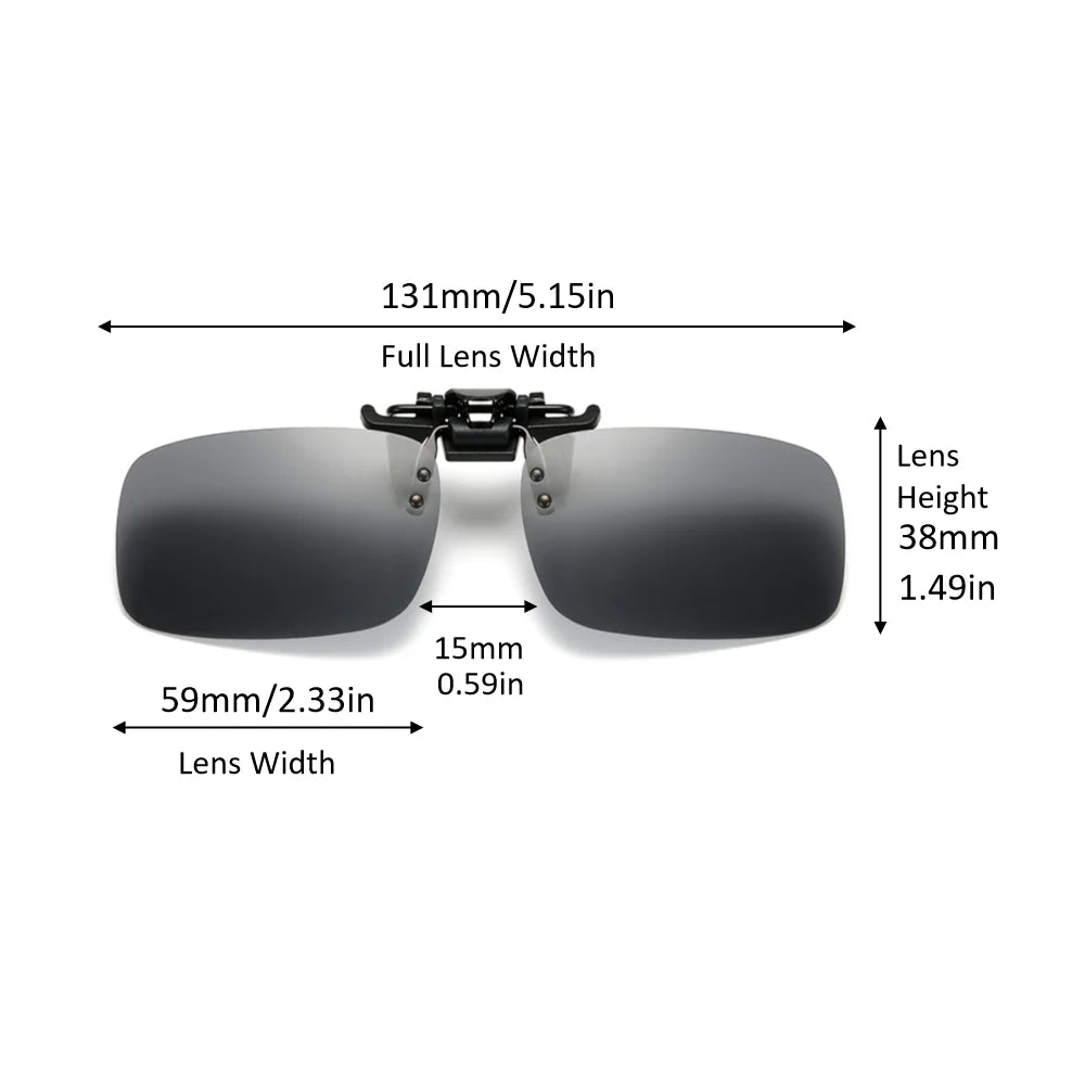 Classic Square Flip Up Clip On Sunglasses Men Polarized Night Vision Driving UV400 Women Photochromic Sun Glasses Clips