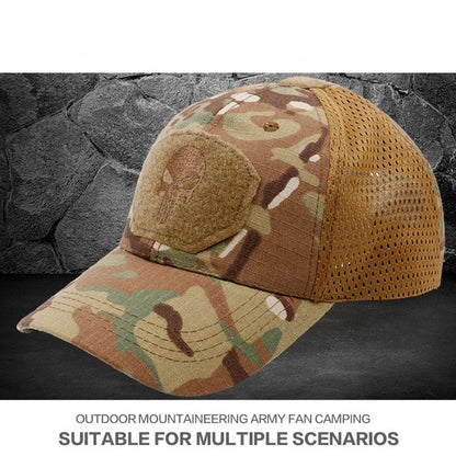 Militärische Trainingsmütze im Camouflage-Karo-Design für Frühling und Sommer, Outdoor-Sport, Sonnenschutz, Netzmütze, lässige Schirmmütze