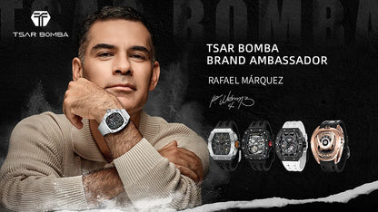 TSAR BOMBA New TB8204 Watch for Men, Japan Quartz Chronograph, 50M Waterproof Wristwatch, Fashion Sport Clock, Luxury Gift