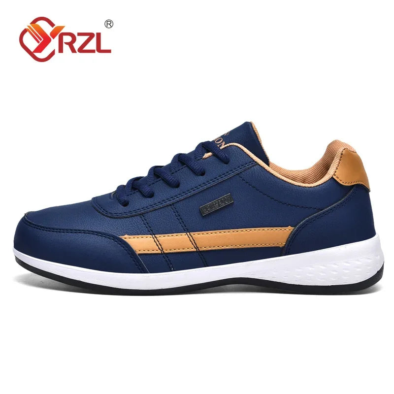 Sapatos para Homem YRZL Primavera Outono Impermeáveis, Ténis de Caminhada em Pele para Lazer e Desporto Masculino, Calçado Antiderrapante para Homem