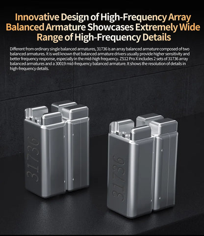 KZ ZS12 PRO X Hybrid Dynamic Balanced Armature IEM Earphones, HiFi In-Ear Monitor Headphones with Detachable Silver-Plated Cable, Studio-Grade Wired Earbuds