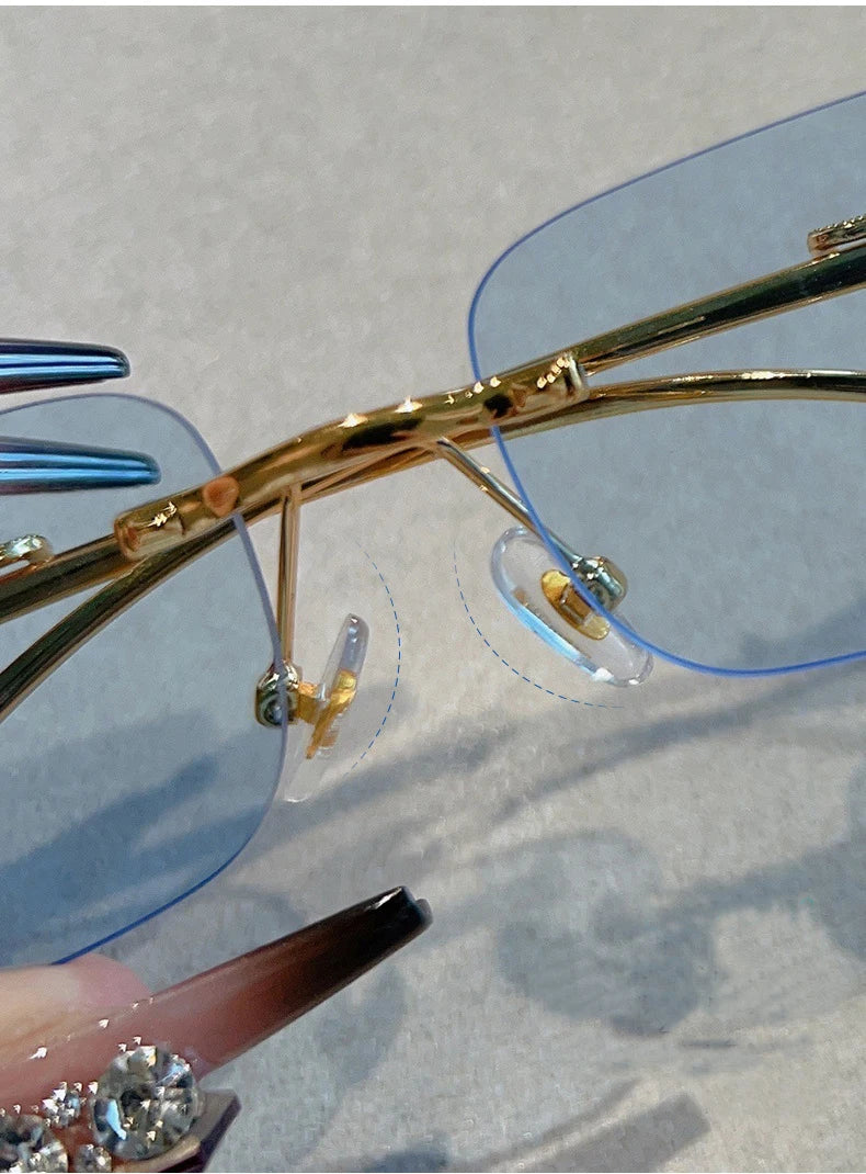 Cycling 12pcs Brand Leopard Rimless Rectangle Sunglasses Fashion Y2K Frameless Sun Glasses Shades for Women Men UV400