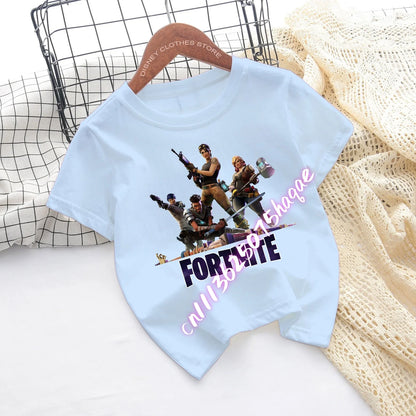 Fortnites Children T-shirts Game Cartoon Printed Figures Fortress Night Tees Game Short Sleeves Tops Summer Boys Girls Clothes