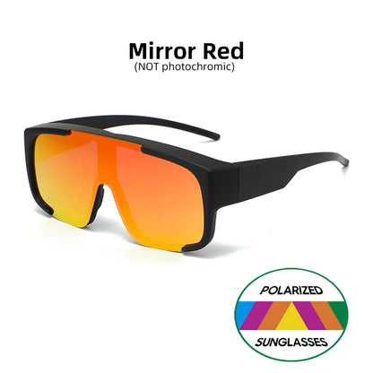 VIVIBEE Large Polarized Glasses Fit Over Sunglasses Photochromic Men Driving UV400 Fishing Outdoor Women Mirrored Dark Goggles