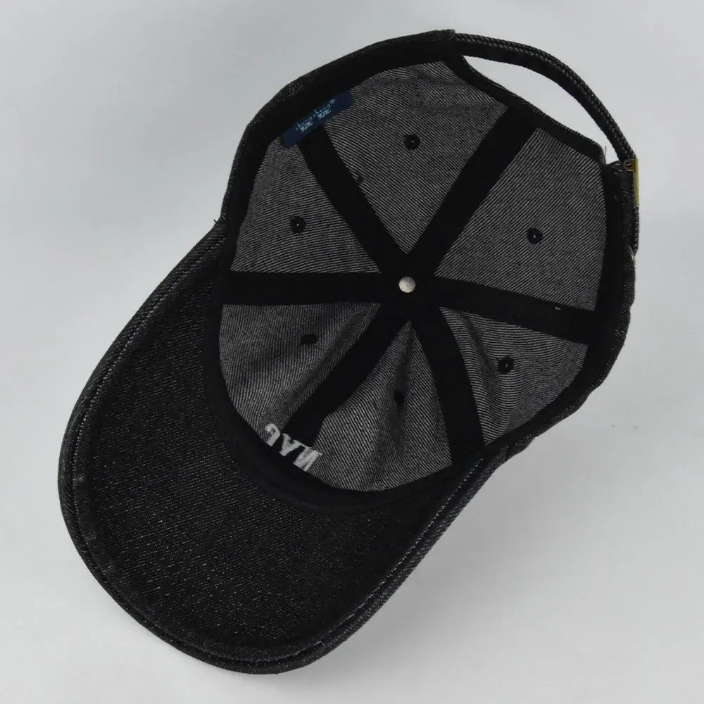 Fashion NYC Embroidery Denim Snapback Baseball Caps Adjustable Outdoor Casual Adult Wash Sports Golf Sun Hats