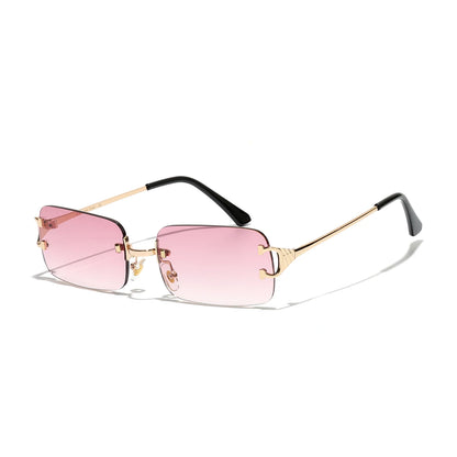 Ruiao 2026 rimless sunglasses UV400 fashion square metal glasses for men women designer man's brand sun shades for outdoor