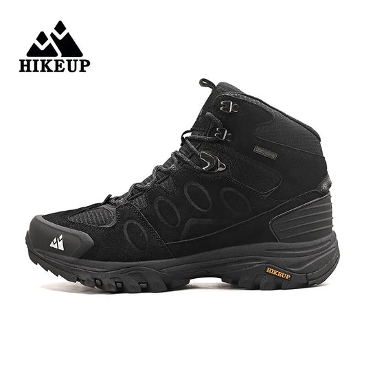 HIKEUP High-Top Men Hiking Boots Winter Outdoor Shoes Lace-Up Non-Slip Sports Casual Trekking Boots Men Suede Warm Shoes