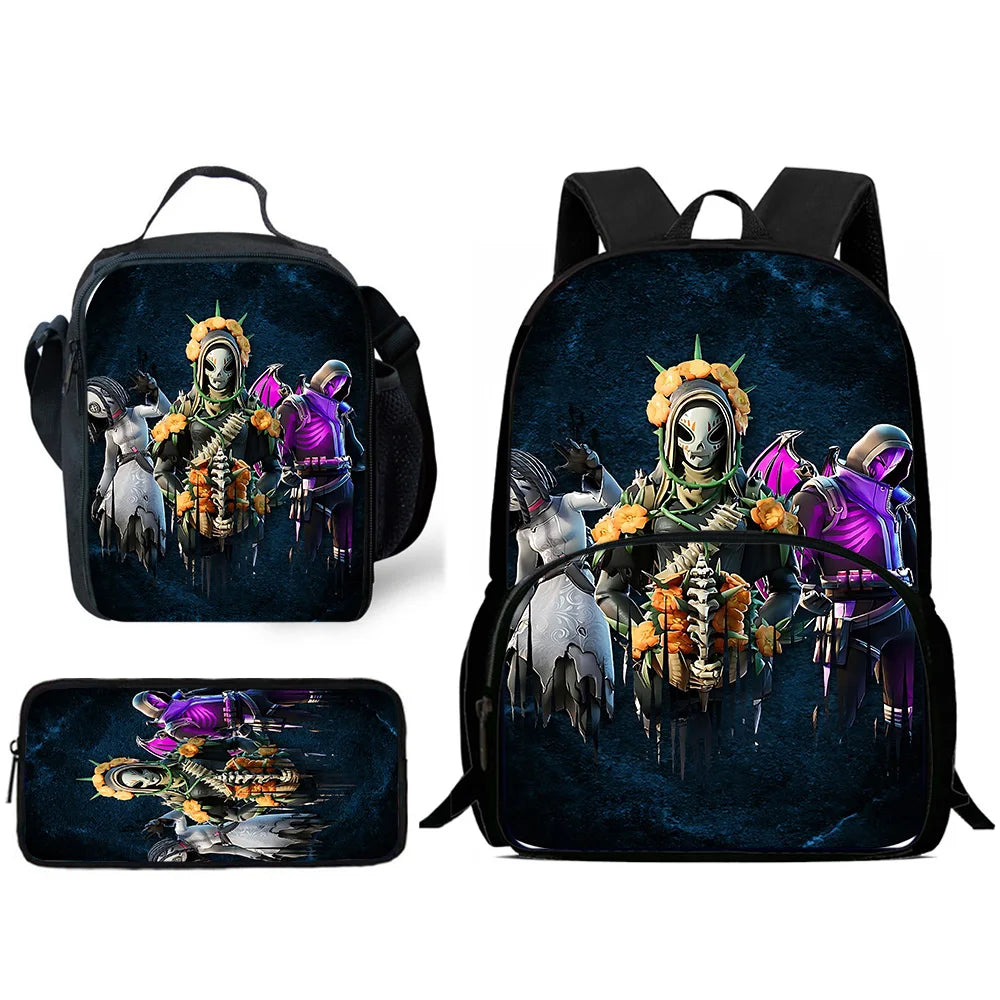 Set scuola classico FortniteS per bambini: zaino, borsa pranzo e astuccio, borse scolastiche capienti per bambino e bambina, idea regalo perfetta