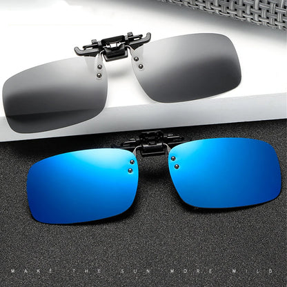 Classic Square Flip Up Clip On Sunglasses Men Polarized Night Vision Driving UV400 Women Photochromic Sun Glasses Clips