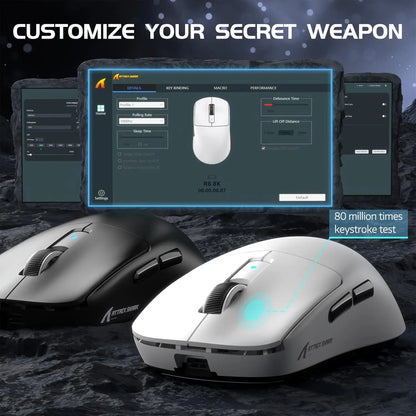 Mouse gaming wireless leggero Attack Shark R6, mouse per computer con sensore PAW 3950Max e Nordic 52480, polling 8KHz