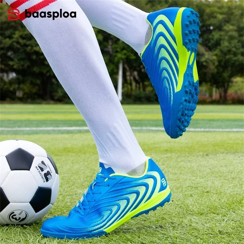 Baasploa Men's Professional Soccer Shoes Outdoor Anti-Slip Training Sport Shoes Male Light Leather Football Boots Chuteira Campo