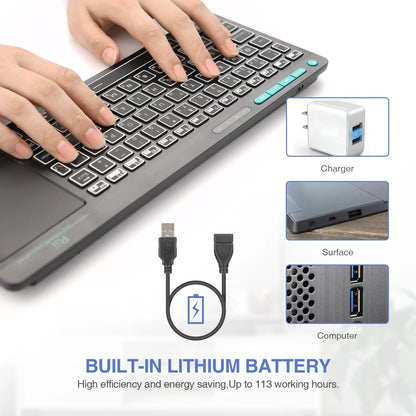 Rii K18S BT And 2.4GHz Wireless RU Mini Keyboard Backlight Touchpad Air Mouse for Android Box Smart TV Windows