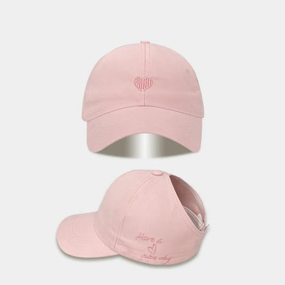 New Love Heart Baseball Cap Female High Ponytail Hat Hollow Empty Top Sun Protection Outdoor Sport Visor Adjustable Travel Cap