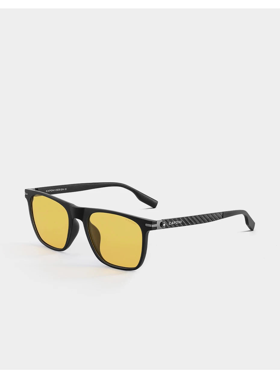 CAPONI Night Vision Men Sunglasses Original Designer High Quality Carbon Fiber Yellow Sun Glasses Photochromic Eyewear BSYS24716
