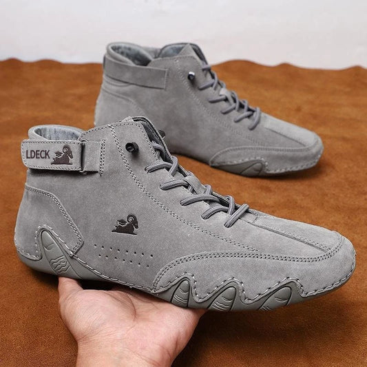 Men's Leather Casual Shoes, Non-slip Walking Sports Shoes, Handmade Shoes for Men with Free Shipping, High Top Sneakers Masculino