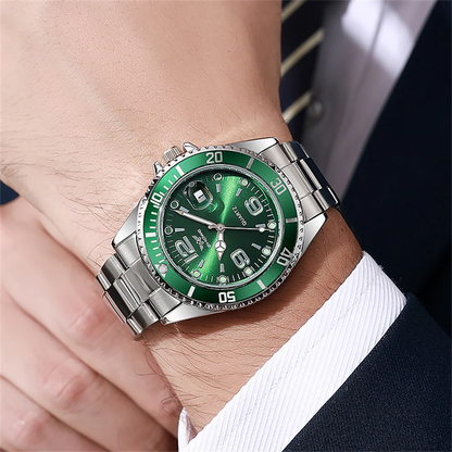 Montres de luxe pour hommes en acier inoxydable – Montre à quartz avec affichage de la date, style professionnel et sportif, tendance