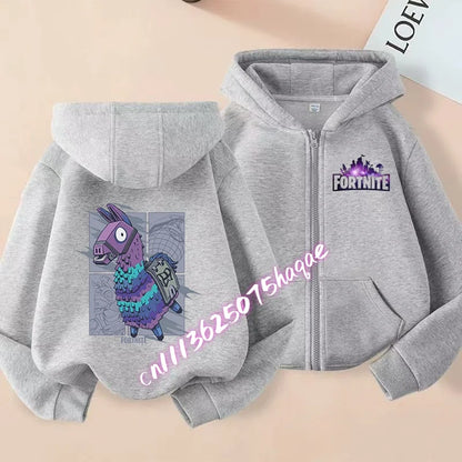 Autumn New Fortnites Children Hoodies Coat Cartoon Game Character Printed Zip Up Hoodie Child Jacket Winter Kids Boys Clothes