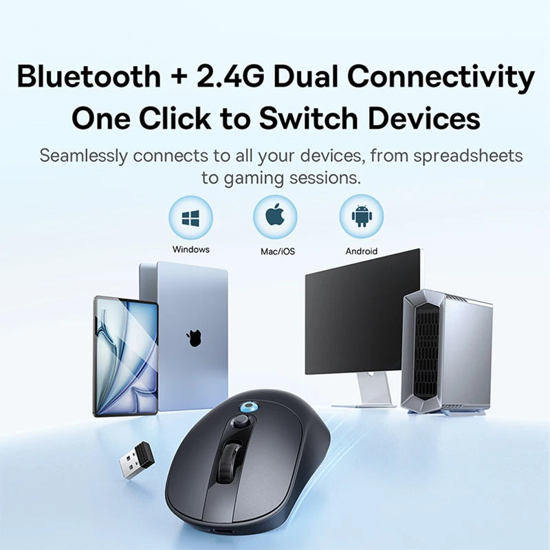 【NOU】Mouse wireless ergonomic Baseus EM2 Bluetooth 5.3 2.4G, încărcare Type-C, ultra-ușor și silențios, cu buton personalizabil