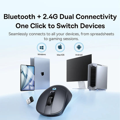 【NOU】Mouse wireless ergonomic Baseus EM2 Bluetooth 5.3 2.4G, încărcare Type-C, ultra-ușor și silențios, cu buton personalizabil