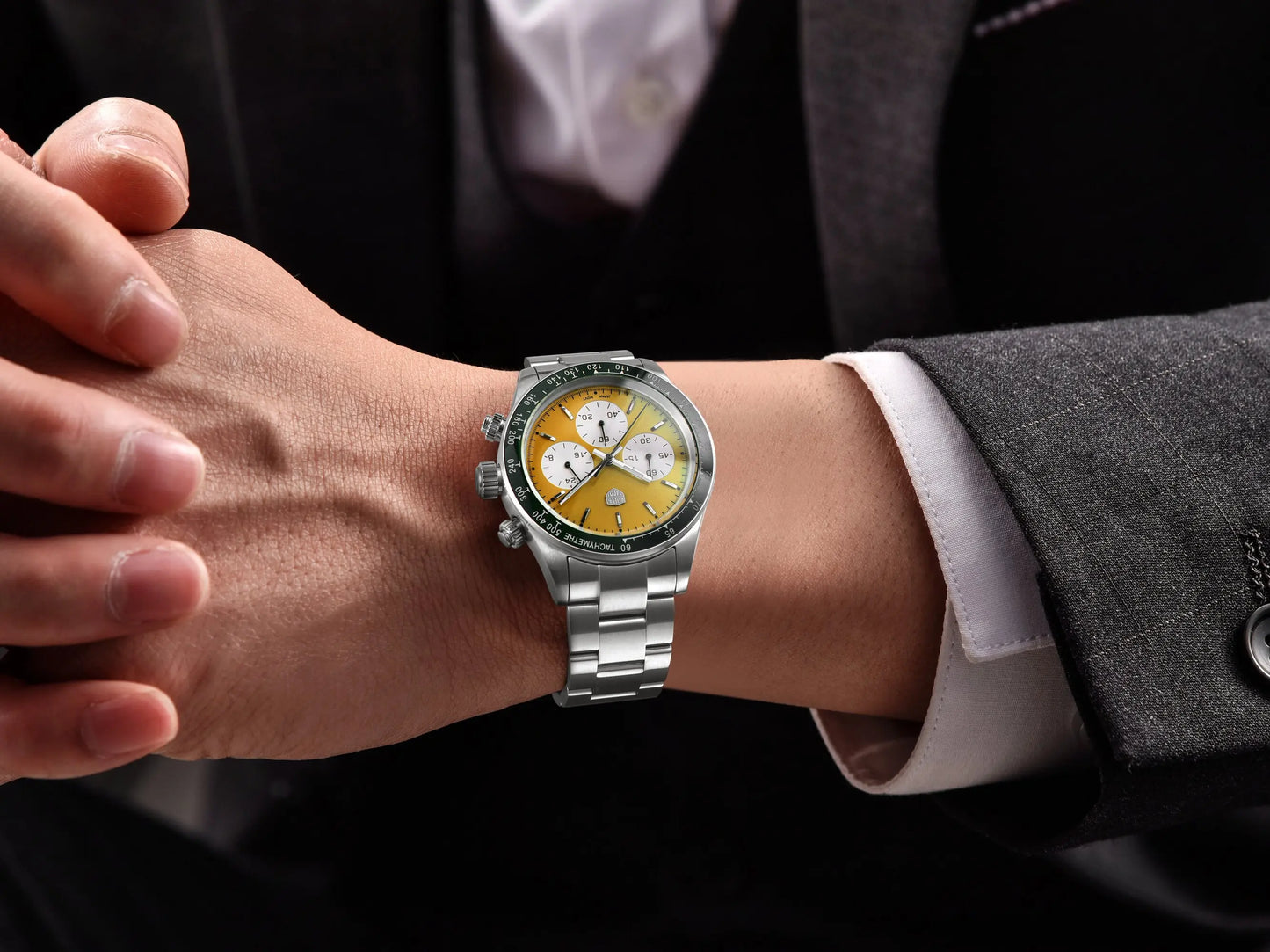 ROSSITIMI Urban Premium Men Quartz Watch Light Luxury Sports Stainless Steel VK63 Tachymeter Luminous 100m Diving Luminous Watch