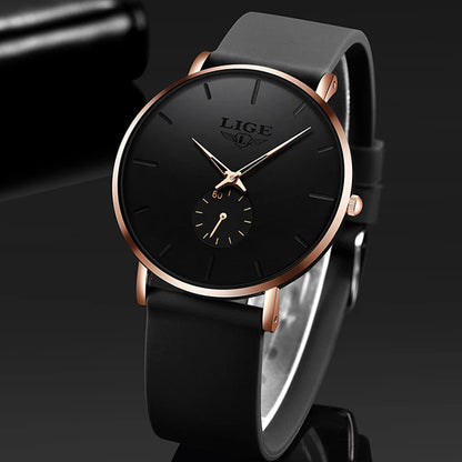 montre pour homme LIGE – Style sportif et tendance, marque de luxe, étanche, design épuré et ultra-fin, montre à quartz pour homme