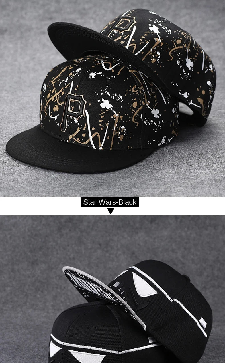 Men's Letter Embroidery Tide All-Match Flat Brim Baseball Cap Ladies Summer Hip-Hop Hat Outdoor Shade Adjustable Peaked Cap