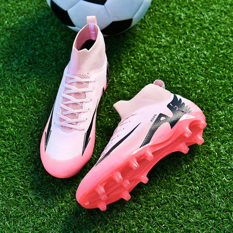 Nouvelles chaussures de football pour hommes, chaussures de football en salle de haute qualité, chaussures de sport, futsal, cheville haute, antidérapantes, ultralégères, antidérapantes pour l'extérieur