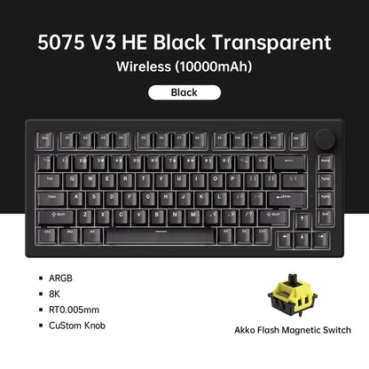 Akko 5075 V3 HE Magnetic Keyboard 75% Custom Mechanical Gaming Keyboard Rapid Trigger 0.005mm 8K Polling Rate ARGB