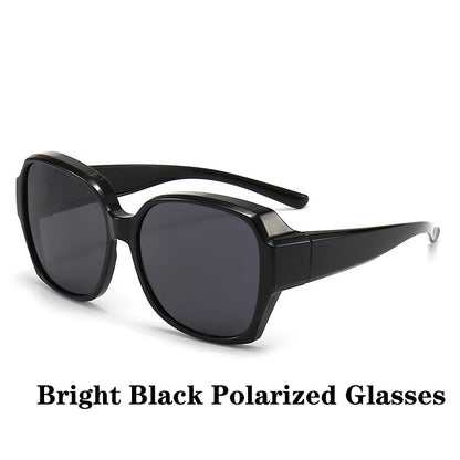 Fashion Round Polarized Sunglasses Cover Over Myopia Prescription Glasses Portable Men Women Vintage Fishing Driving Eyewear