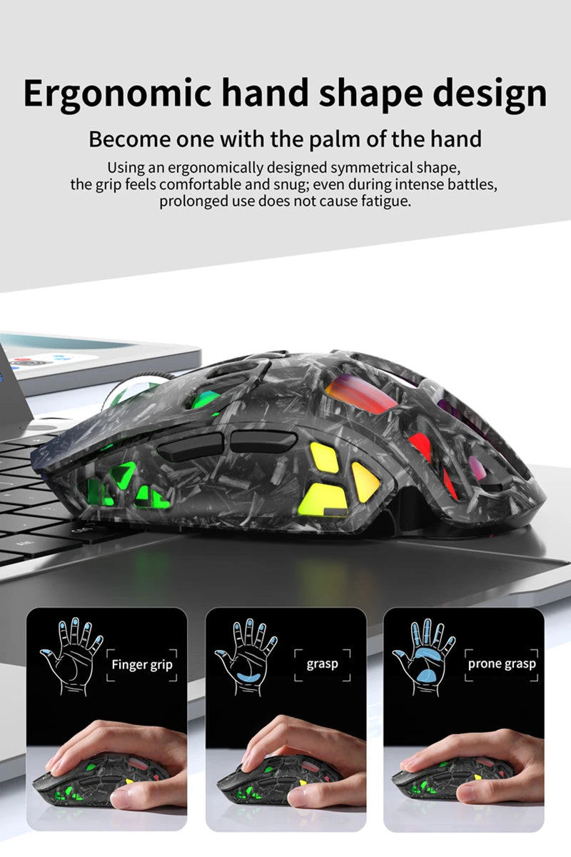 Lenovo Tri-Mode Gaming Mouse Wireless with RGB Charging Dock, 12000DPI Ergonomic Rechargeable Mouse, Bluetooth 2.4G USB Mouse for PC Laptop