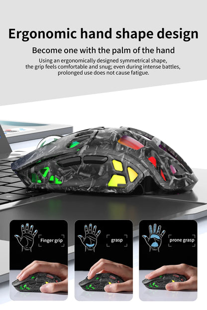 Lenovo Tri-Mode Gaming Mouse Wireless with RGB Charging Dock, 12000DPI Ergonomic Rechargeable Mouse, Bluetooth 2.4G USB Mouse for PC Laptop