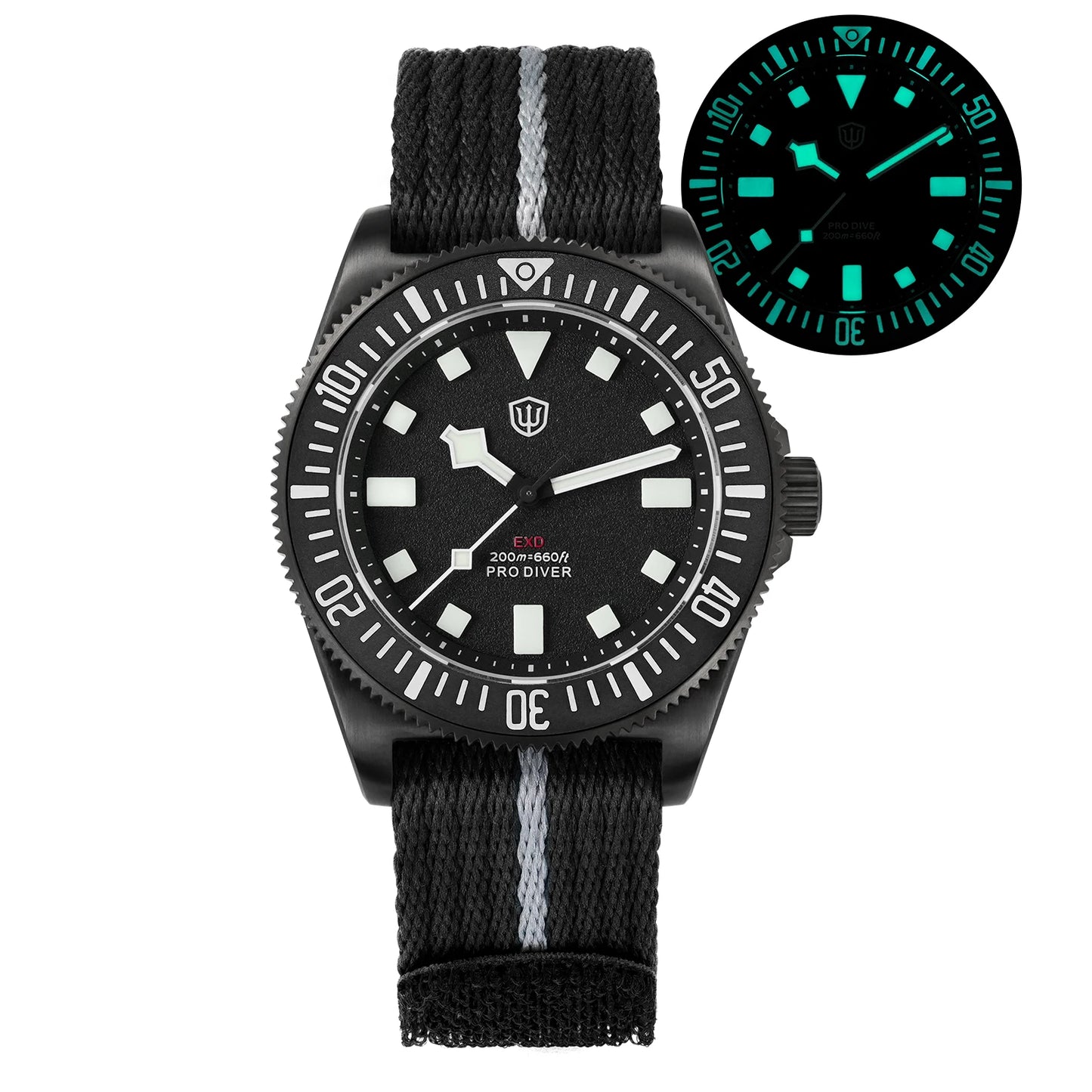 Watchdives EXD 40Mm Titanium Dive Watch Men's VH31 Sweep Quartz Watches 200 Waterproof AR Sapphire BGW9 Luminous 316L Wristwatch