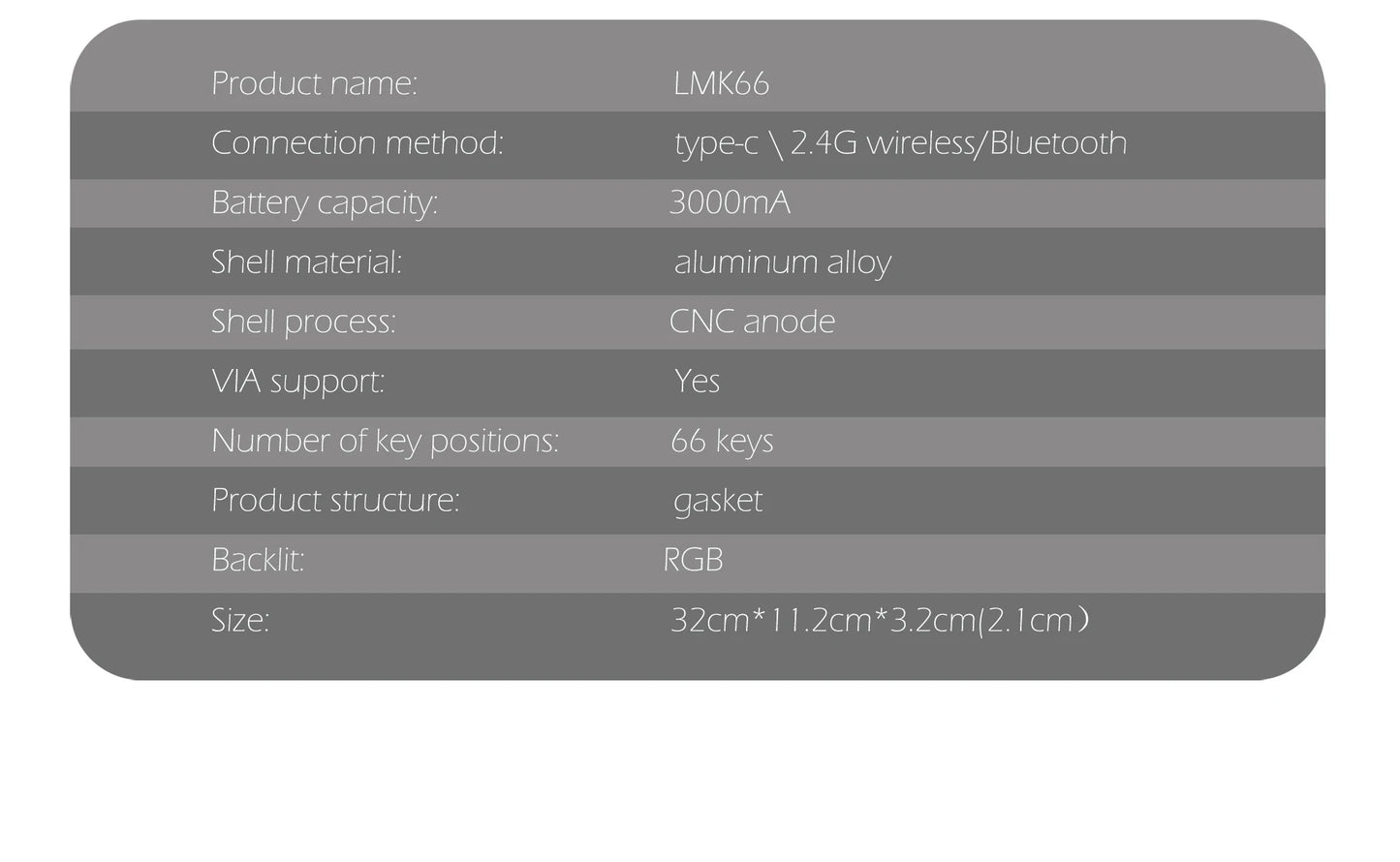 ZUOYA LMK66 3 Mode Mechanical Keyboard Kit Aluminum Wireless Gaming Keyboard 60% Bluetooth 2.4G RGB Hotswap Gasket Structure