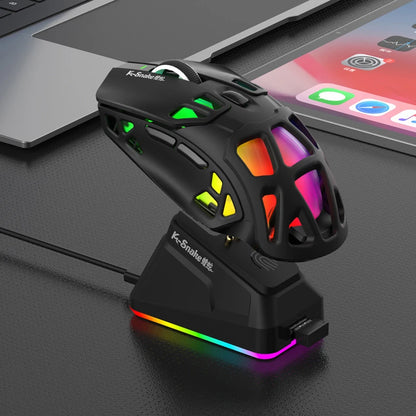 Lenovo Tri-Mode Gaming Mouse Wireless with RGB Charging Dock, 12000DPI Ergonomic Rechargeable Mouse, Bluetooth 2.4G USB Mouse for PC Laptop