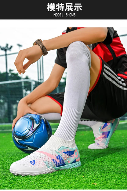 Football Boots Men Professional Soccer Shoes Sneakers Field Long Spikes Outdoor Competition Non-Slip Comfortable Training Shoes
